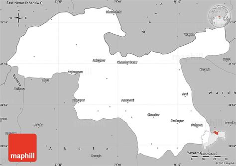 Gray Simple Map of Amravati