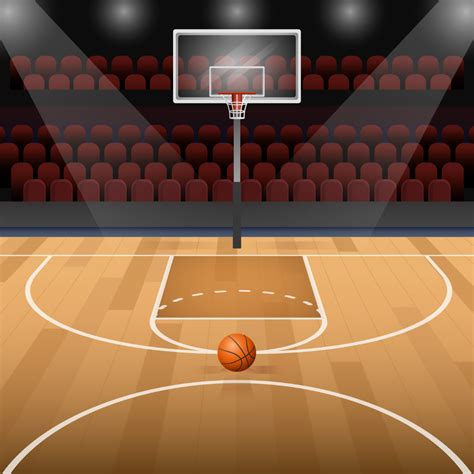 Basketball Court With Basketball Vector Illustration - Download Free Vectors, Clipart Graphics ...