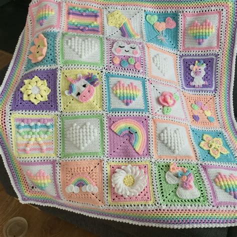 Baby Blanket, Unicorn Dreams Blanket, Rainbow Blanket, Appliqué Blanket ...