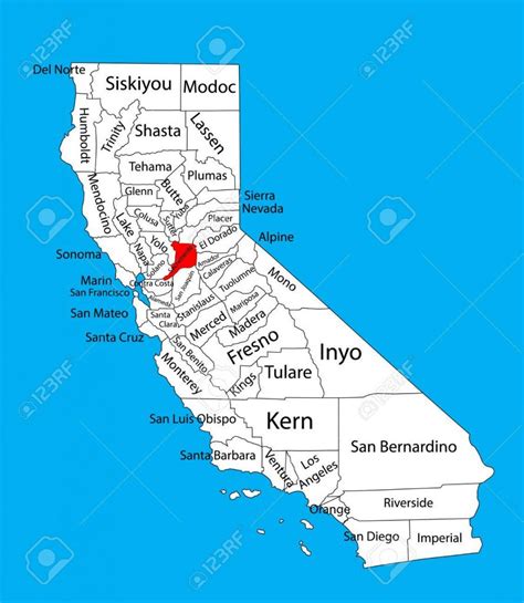 Sacramento County (California, United States Of America) Vector.. - Map ...