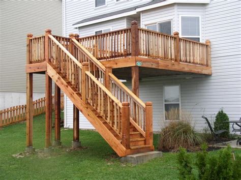 staircases coming off decks - Google Search | Cedar deck, Deck stairs, Patio stairs