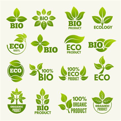 Organic eco logos and labels with illustrations of leaves By ONYX ...