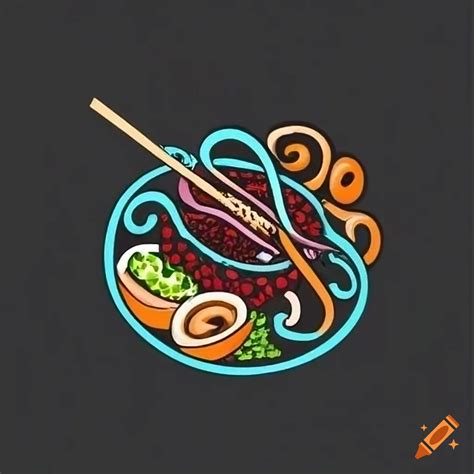 Octopus eating noodles logo on Craiyon