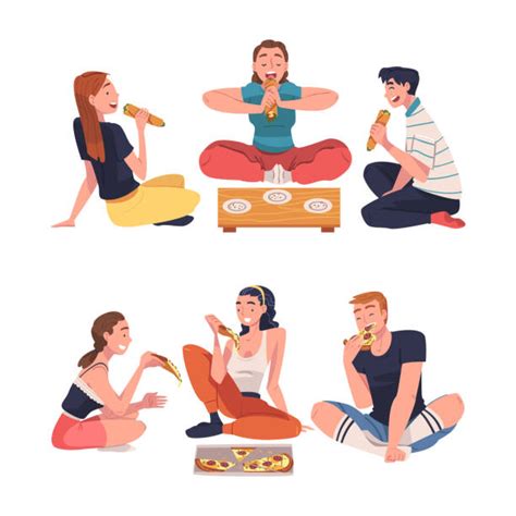 60+ Friends Eating Pizza At Home Illustrations, Royalty-Free Vector Graphics & Clip Art - iStock