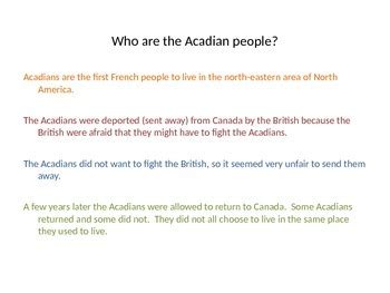 Acadian Culture Study Presentation by Verna Wicks | TpT