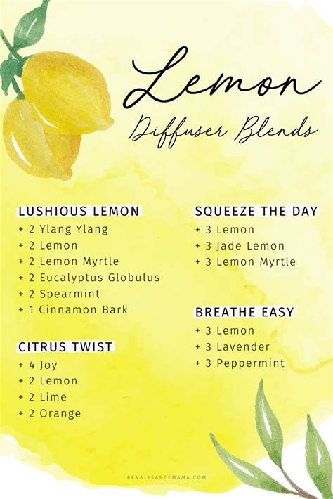 Lemon Essential Oil Diffuser Blends in 2020 | Essential oil diffuser blends recipes, Essential ...