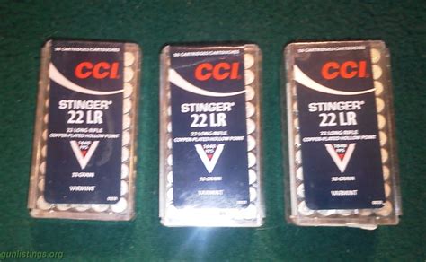 Gunlistings.org - Ammo 150 Rounds CCI Stingers 22LR