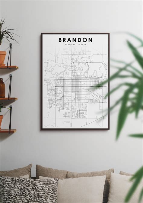 Brandon Manitoba Map Print MB Canada Map Art Poster Westman - Etsy