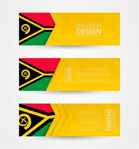 Premium Vector | Set of three horizontal banners with flag of vanuatu ...