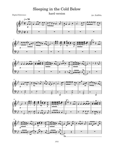 Sleeping in the Cold Below, hard version Sheet music for Piano (Solo) | Musescore.com