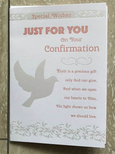 Confirmation Card Embossed With Dove And Sentiment Verse Design JUST ...