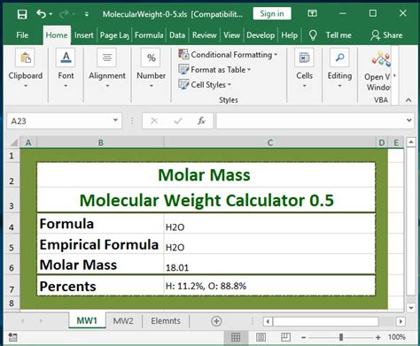 Molar mass calculator / molecular weight calculator free download | Mini Industry