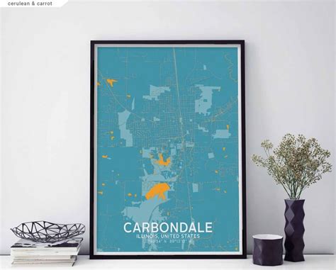 CARBONDALE Illinois USA Map Poster Black White Hometown City - Etsy in ...