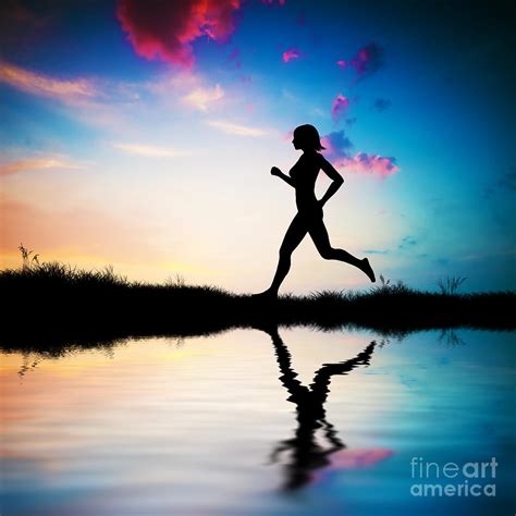 Woman Running Silhouette