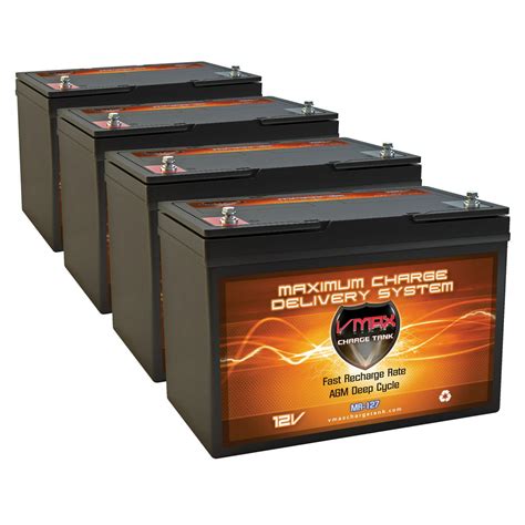 QTY4 VMAX MR127-100 12V 100AH AGM Deep Cycle Group 27 Batteries for ...