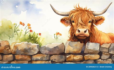 Highland Cow Cattle Watercolor Royalty-Free Illustration ...