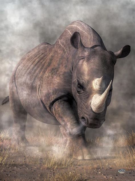 Angry Rhino Digital Art by Daniel Eskridge - Pixels