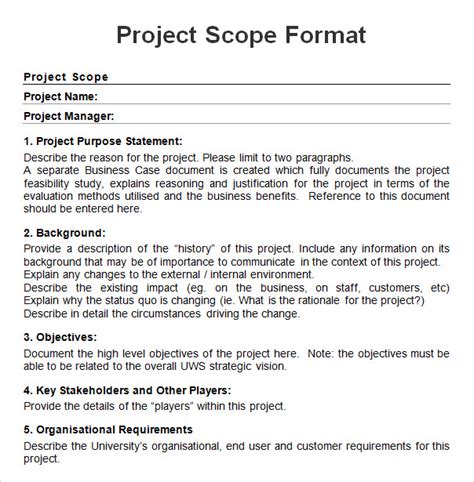 Project Scope Example | Template Business