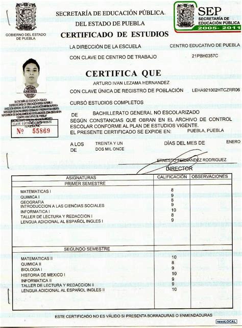 Certificado De Terminacion De Estudios