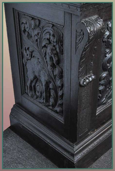 Nature-Themed Art Carved Cabinet - Wooden Nickel Antiques