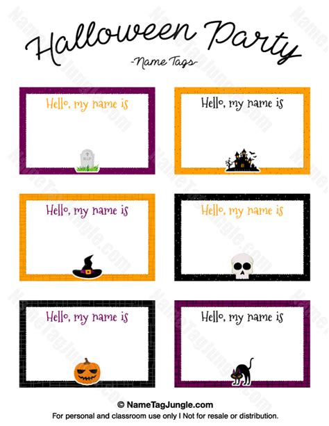 Free printable Halloween party name tags. The template can also be used ...