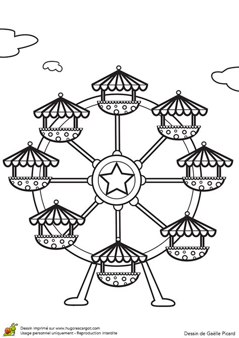 Coloriage fete foraine grande roue sur Hugolescargot.com