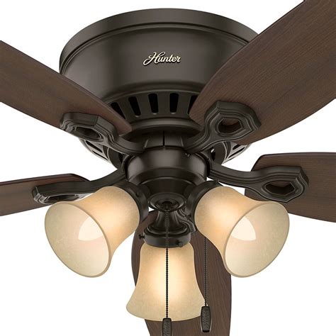 52-Inch Hunter Fan Builder Low Profile New Bronze Ceiling Fan with ...