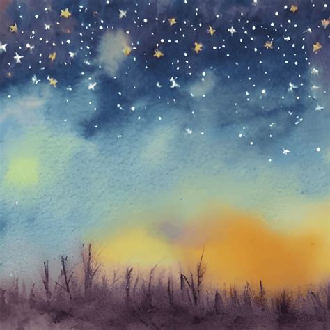 Starry Sky Watercolor Graphic · Creative Fabrica