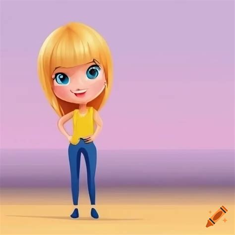 Cartoon illustration of a confident girl standing on Craiyon