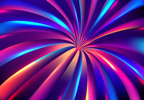 Abstract digital technology concept 3D neon colors glowing light rays ...