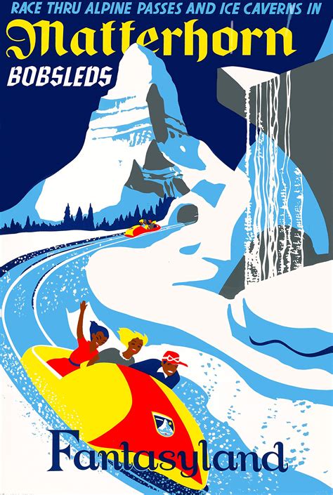 Buy Matterhorn Bobsleds Disney (11x17) Vintage Fantasyland Retro Disneyland Ride Reproduction ...