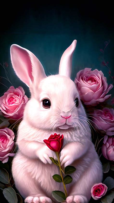 Bunny with rose iphone wallpaper hd – Artofit