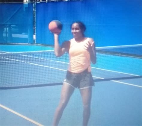 Coco Gauff training with a medicine ball at the Raw Tennis Performance ...