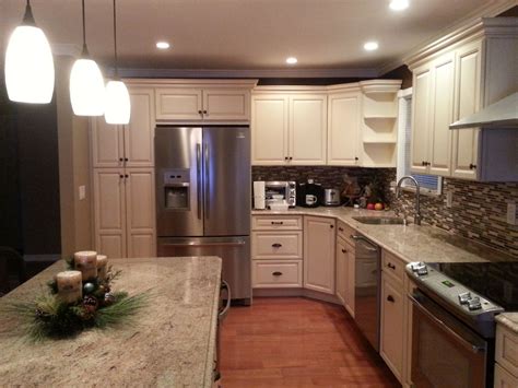 Furniture, Awesome Semi Custom Kitchen Cabinets With L Shaped White ...