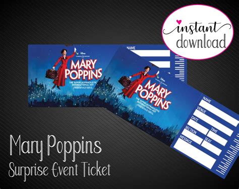 MARY POPPINS Broadway Surprise Ticket. Editable Musical - Etsy