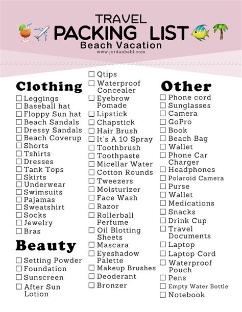 Packing List For A Beach Vacation Free Printable Jordan Hebl | SexiezPix Web Porn