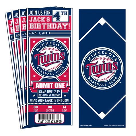 12 Minnesota Twins Custom Birthday Party Ticket by ThatsMyTicket