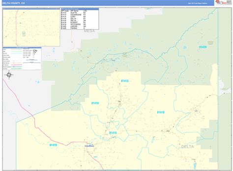 Delta County, CO Wall Map Basic Style by MarketMAPS