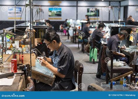 PHUKET, THAILAND 9 JANUARY, 2018: Thai Jeweler Making Jewelry in ...