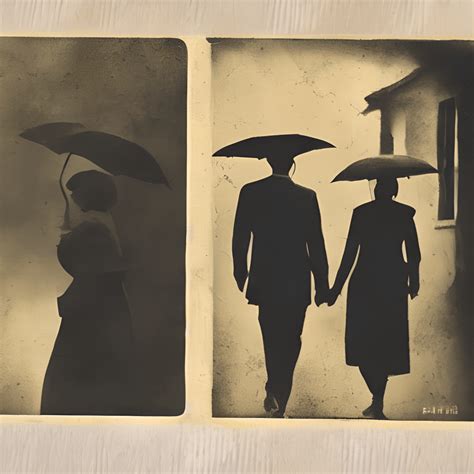 Vintage Couple Silhouette in the Rain on an Antique Postcard · Creative ...