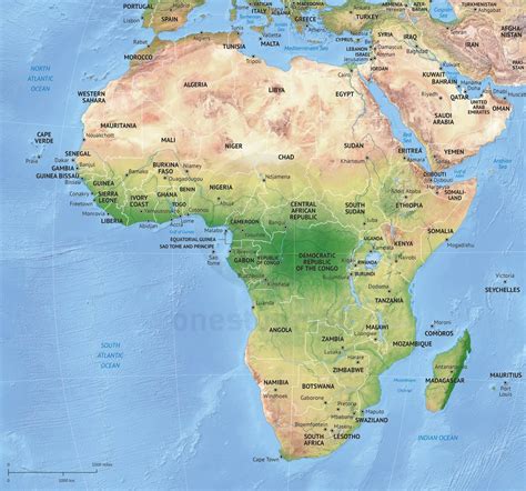 Vector Map Africa continent shaded relief | One Stop Map
