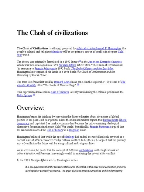 The Clash of Civilizations | PDF | Salafi Movement | Western World