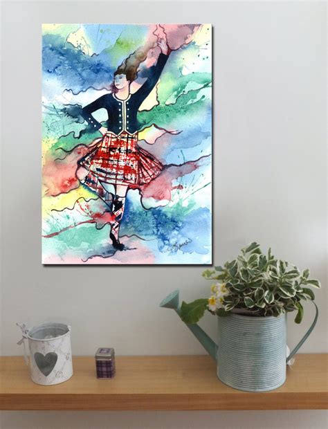 HIGHLAND DANCER Scotland Art Canvas Print of Original Watercolour ...