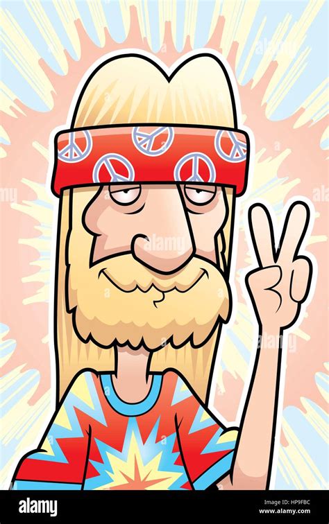 A happy cartoon hippie making the peace sign Stock Vector Image & Art ...