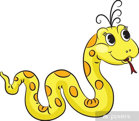 Sticker Funny cartoon snake. Vector illustration. - PIXERS.NET.AU