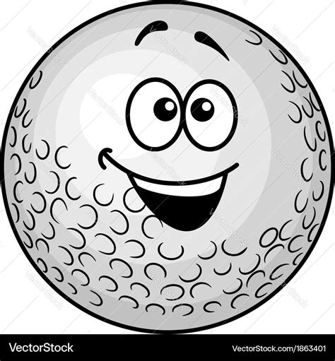 Funny cartoon golf ball Royalty Free Vector Image