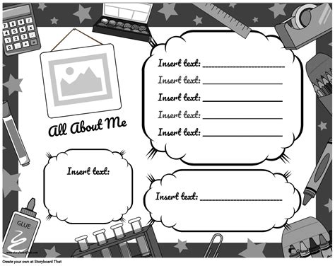 All About Me Printable Poster Black and White