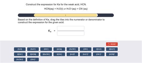 Solved Construct the expression for Ka for the weak acid, | Chegg.com