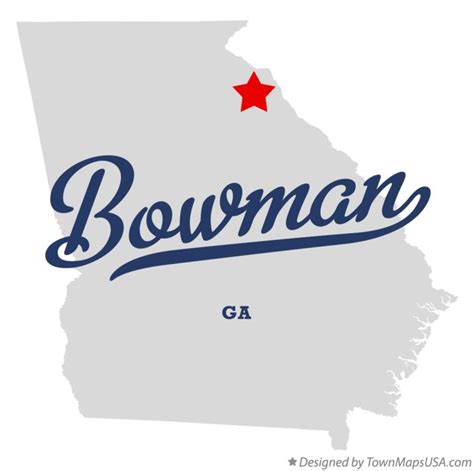 Map of Bowman, GA, Georgia