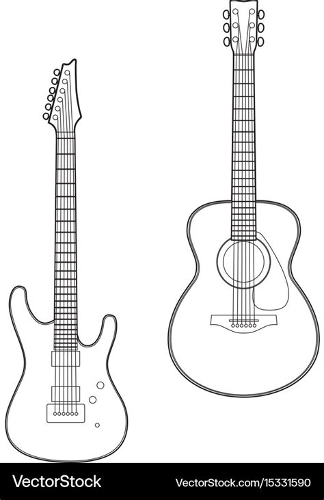 Drawing two guitars Royalty Free Vector Image - VectorStock